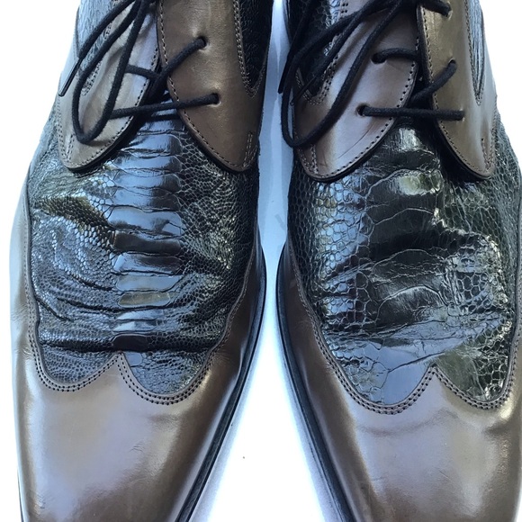 MEZLAN Genuine Ostrich and leather Wingtip Oxfords main image 8